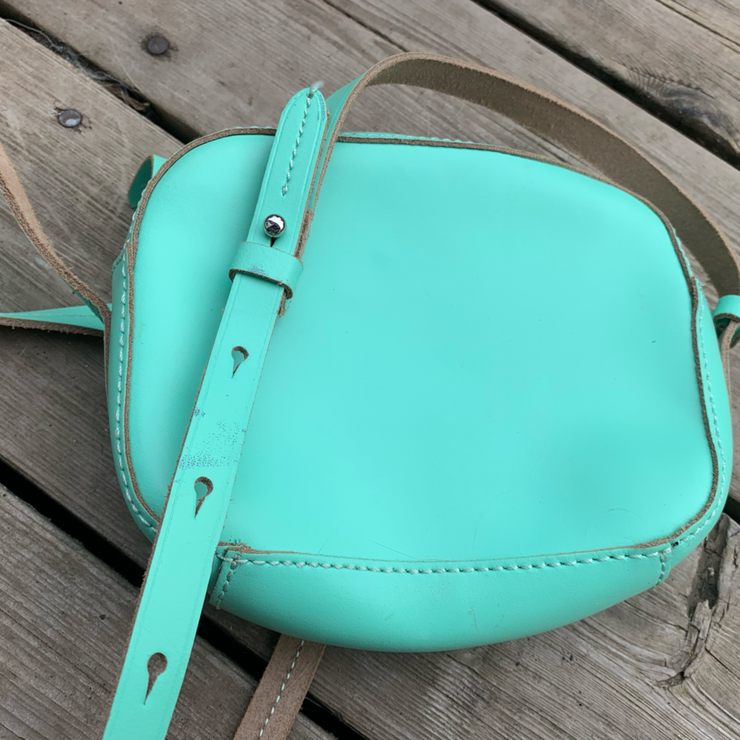 Nwt J. Crew Mint Green Leather Crossbody- Min/Silver Crossbody Very Rare-Vintage